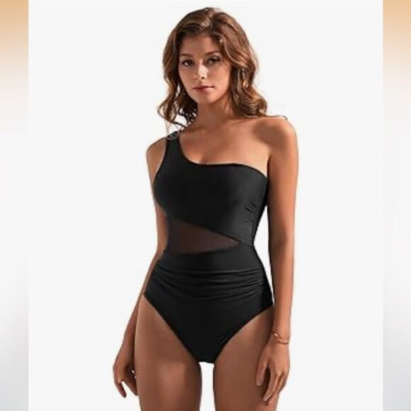 SUUKSESS Women Mesh One Shoulder One Piece Swimsuit Tummy Control NEW Size SMALL - Picture 15 of 15